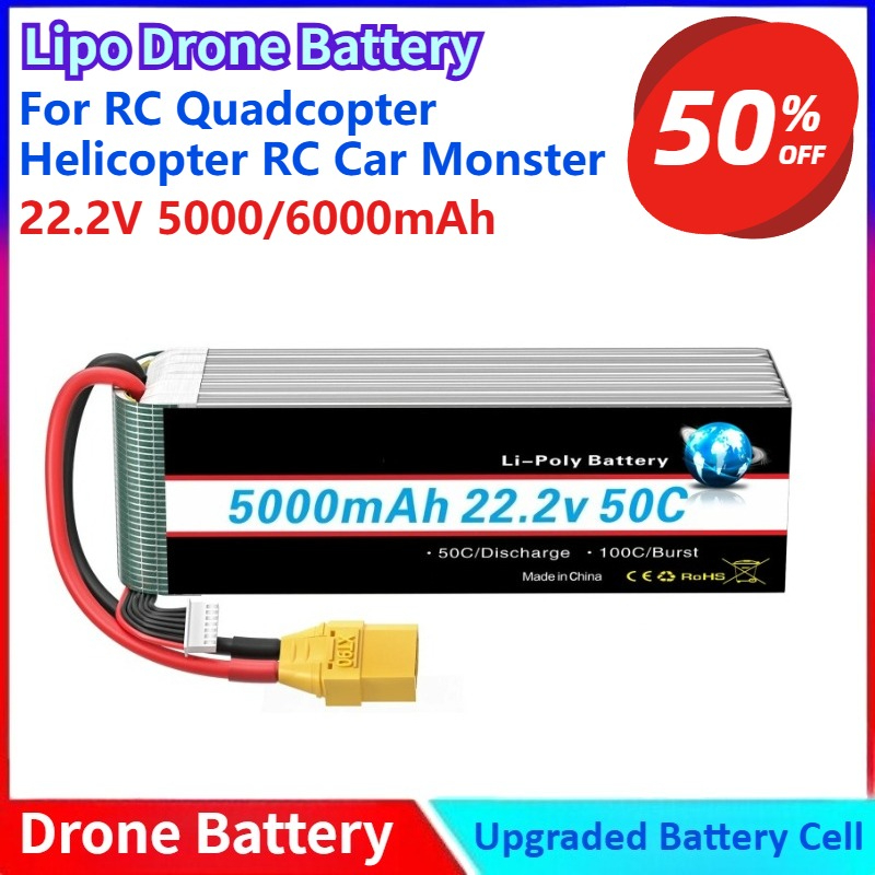 Nuevo 5000/6000mah 22,2 V bate - 6S Lipo Battery 22.2V 5000Mah reseña y precio