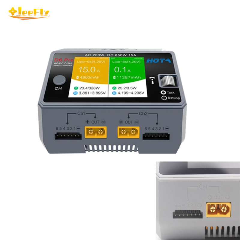Cargador inteligente de doble  - Hota D6 Pro Dual Lipo Charger reseña y precio