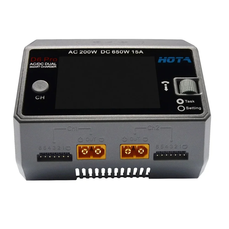 Cargador inteligente de doble  - Hota D6 Pro Dual Lipo Charger reseña y precio